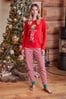 Threadbare Red Cane Cotton Long Sleeve Christmas Pyjama Set, Regular