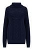 Pour Moi Blue Alice Chunky Cable Knit Rollneck Knit Jumper