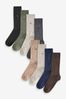 Blue/Neutrals 8 Pack Embroidered Lasting Fresh Socks, 8 Pack