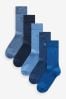 Blue 5 Pack Embroided Lasting Fresh Socks, 5 Pack