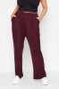 Yours Curve Red Pleat Stretch Wide Leg Trousers