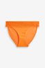 Orange - Gesmokte Bikinihose mit hohem Beinausschnitt