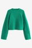 Green Long sleeve Ribbed Cropped Jumper