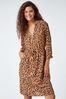 Roman Brown Chrome Butterfly Print Knitted Stretch Dress