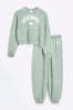 River Island Green Girls Drenched Iconic Sweat Set