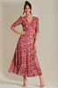 Jolie Moi Pink Daliyah Wrap Front Mesh Maxi Dress
