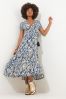 Joe Browns Blue Fern Print Crinkle Midi Dress