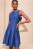 Lipsy Blue Racer A-Line Bow Back Prom Mini Dress, Regular