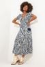 Joe Browns Blue Petite Fern Print Crinkle Midi Dress
