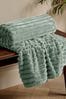 Green Catherine Lansfield Soft and Cosy Ribbed Faux Fur Throw