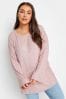 Yours Curve Mid Pink Batwing Sleeve Soft Touch Jumper