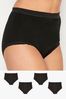 Long Tall Sally Black Cotton Stretch Full Briefs 4 Pack