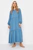 Long Tall Sally Gesmoktes Chambray-Kleid mit Stufendesign