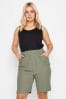 Yours Curve Green Khaki Cool Cotton Shorts