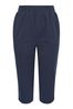 Yours Curve Blue Cool Cotton Cropped Trousers With Jersey Waist Band