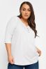 Yours Curve White Floral Print Pintuck Henley Blouses