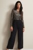 Phase Eight Mariah Sequin Fringe Black Wide Leg Jumpsuit