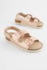 Rose Gold Leather Standard Fit (F) Two Strap Corkbed Sandals