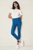 Bright Blue Cropped Denim Jersey Leggings, Regular