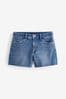 Mid Blue Super Soft Raw Hem Denim Shorts