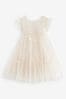 Ecru White 3D Flower Mesh Bridesmaid Dress (3-16yrs)