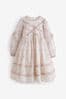 Ecru Floral Long Sleeve Soft Mesh Dress Set (3-16yrs)