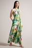 Ted Baker Green Rachily Halterneck Jumpsuit With Wrap Bodice Detail
