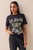 Washed Charcoal Grey Def Leppard License Band T-Shirt