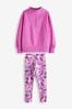 Pink - Rundhals-Sweatshirt mit kurzem Reißverschluss und Leggings im Set (3-16yrs)