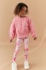 Pink Ruched Sweatshirt And Floral Leggings Set (3-16yrs)
