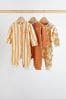 Rostbraun / Orange - Baby-Schlafanzüge mit Füssen im 3er-Pack (0 Monate bis 3 Jahre)