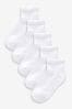 White Cropped Length Cotton Rich Cushioned Footbed Ribbed Ankle Socks 5 Pack, Cropped Length