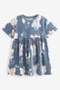 Blau/Fairy - Kurzärmeliges Jersey-Kleid aus Baumwolle (3 Monate bis 7 Jahre)
