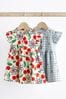 Red/Blue Cherry Floral Baby Jersey Body-Shaming Dress 2 Pack (0mths-3yrs)
