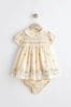 Ivory 2 Piece Embroidered Baby Dress rip-stop and Knicker Set (0mths-2yrs)