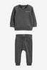 Anthrazitgrau - Personalisiertes Jersey-Sweatshirt und Jogginghose im Set (3 Monate bis 7 Jahre)