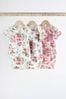 Floral Baby Short Sleeve Bodysuits 3 Pack