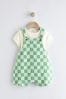 Green/White Checkerboard Baby Jersey Dungarees and Bodysuit Set (0mths-2yrs)