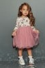 Rosa - Langärmeliges, bedrucktes Tutu-Kleid (3 Monate bis 7 Jahre)