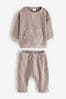 Neutral Waffle Cosy Baby Sweatshirt And Joggers 2 Piece Set