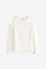 White Rib Cold Shoulder Long Sleeve T-Shirt (3-16yrs)