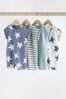 Teal Blue Star Jersey Baby Rompers 4 Pack