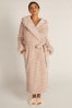 Boux Avenue Dusky Pink Chevron Carved Long Supersoft Robe Dressing Gown