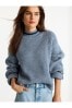 Blau/Zierstreifen - Pullover mit Stehkragen