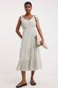 JD Williams Ivory and Olive Striped Crinkle Cami Dress With Tie Straps