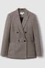Reiss Black/Camel Ella Wool Blend Double Breasted Dogtooth Blazer