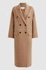 Reiss Camel Layah Petite Relaxed Wool Blend Double Breasted Coat, Petite