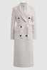 Reiss Cream Arla Petite Relaxed Wool Blend Blindseam Belted Coat