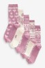 Pink/Cream Fairisle Ankle Socks 5 Pack
