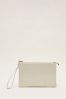 Phase Eight Cream Leather Stitch Detail Clutch Bag